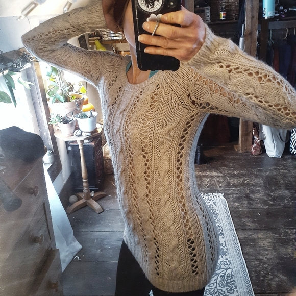 Oatmeal Cableknit Fishermans Alpaca A&F Sweater - Picture 3 of 11